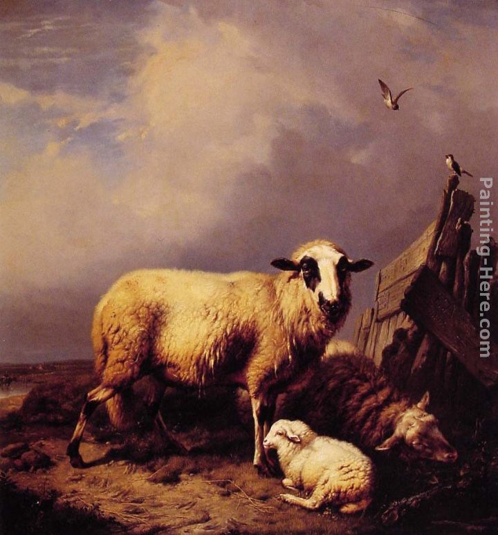 Guarding the Lamb painting - Eugene Verboeckhoven Guarding the Lamb art painting